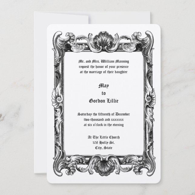 Invitación Boda de tramas rococo barroco (Anverso)