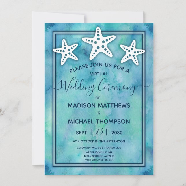 Invitación Boda de transmisión en directo del Boda virtual Bl (Anverso)