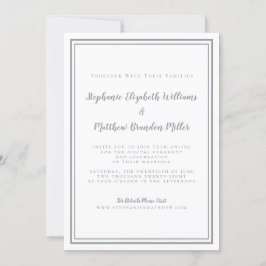 Invitación Boda de transmisión en vivo Blanco gris simple Min