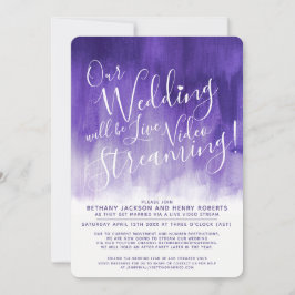 Invitación Boda de transmisión en vivo de arte violeta púrpur