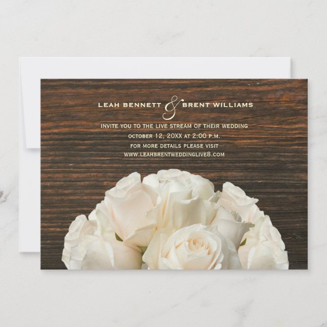 Invitación Boda de transmisión virtual en directo Rústico Ros (Anverso)