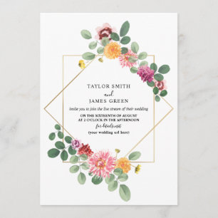 Invitación Boda de transmisión virtual en vivo con floral de 