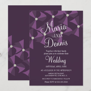 Invitación Boda de Trébol Morado Floral Oxalis Moderno