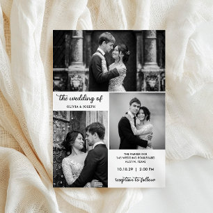 Invitación Boda de tres fotos moderna