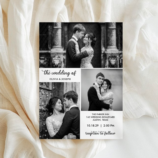 Invitación Boda de tres fotos moderna (Subido por el creador)