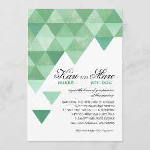 Invitación Boda de triángulos geométricos  verde menta