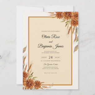 Invitación Boda de Trigo Seco Eucalipto y Óxido