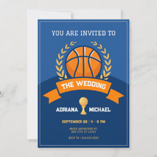 Invitación Boda de trofeo de baloncesto azul