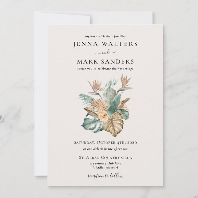 Invitación Boda de Tropics de Oro (Anverso)