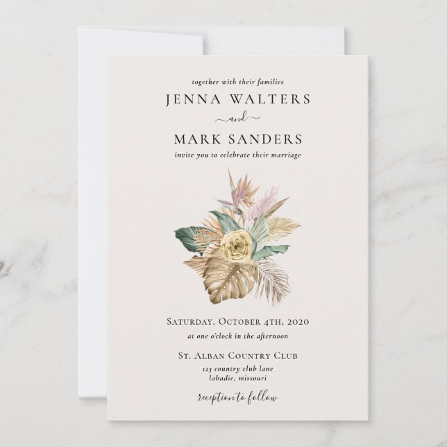 Invitación Boda de Tropics de Oro (Anverso)