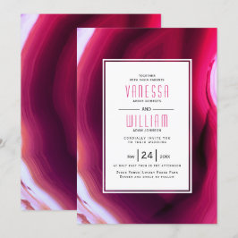 Invitación Boda de trozo de ágata rosa de fucsia