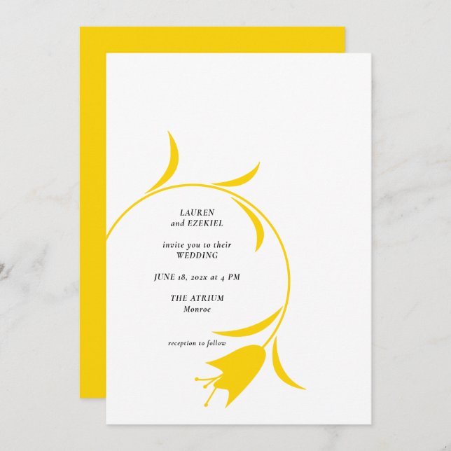 INVITACIÓN BODA DE TULIP AMARILLO MOD (Anverso / Reverso)
