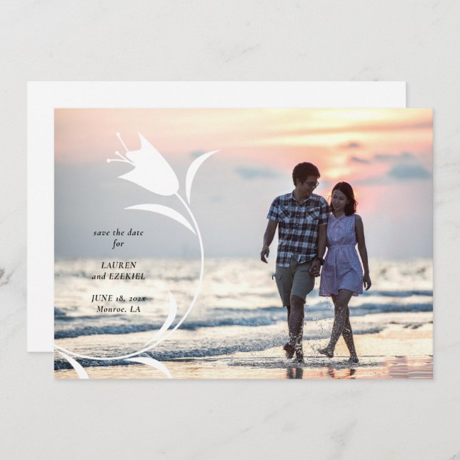 INVITACIÓN BODA DE TULIP AMARILLO MOD GUARDAR LA FECHA (Anverso / Reverso)