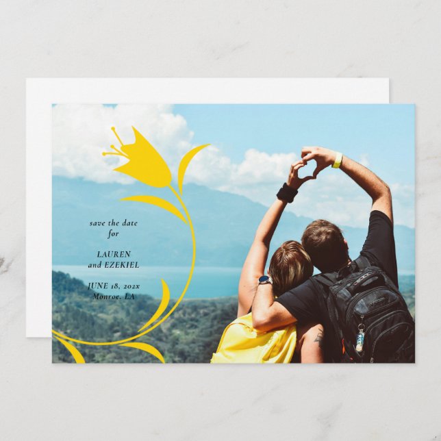 INVITACIÓN BODA DE TULIP AMARILLO MOD GUARDAR LA FECHA (Anverso / Reverso)
