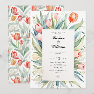 Invitación Boda de tulipán acuarela