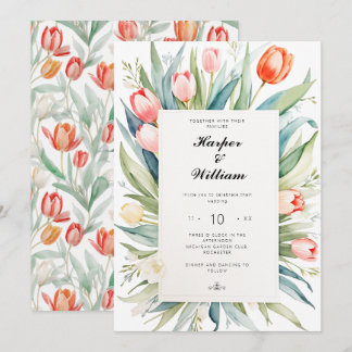 Invitación Boda de tulipán acuarela