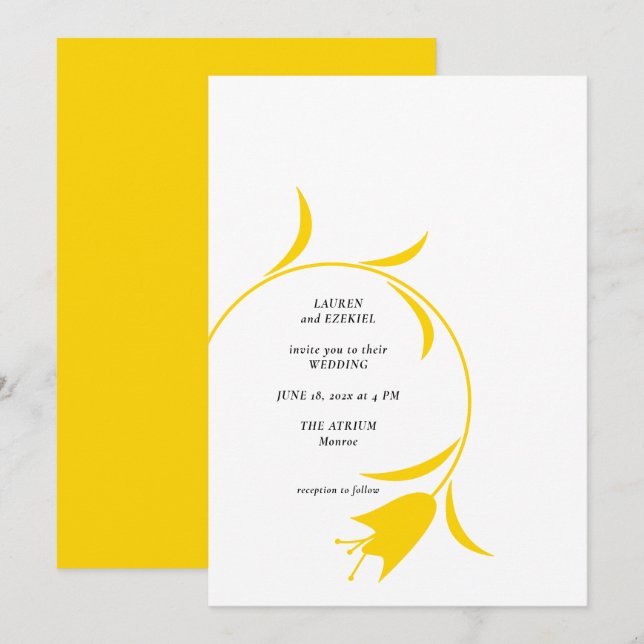 INVITACIÓN BODA DE TULIPÁN AMARILLO MOD (Anverso / Reverso)