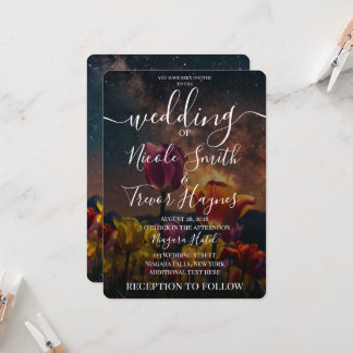 Invitación Boda de Tulipanes Cósmicos Personalizados