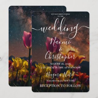 Invitación Boda de Tulipanes Cósmicos Personalizados