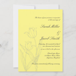 Invitación Boda de tulipanes Minimalista amarillo y gris suav