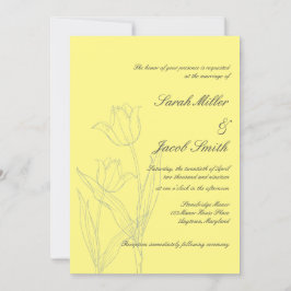 Invitación Boda de tulipanes Minimalista amarillo y gris suav