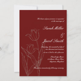 Invitación Boda de tulipanes Minimalistas rojos