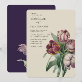 Invitación Boda de Tulipanes morados de color acuático Moody