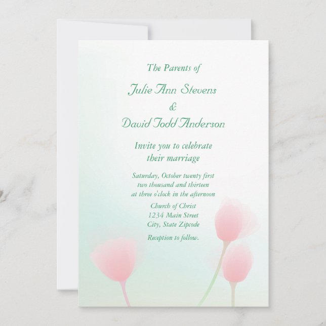 Invitación Boda de tulipanes Pastel rosa suave (Anverso)