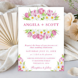 Invitación Boda de Tulipanes y Narcisos en Acuarela