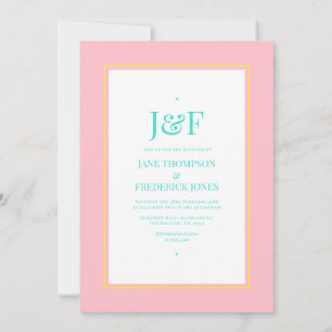 Invitación Boda de Turquesa, Amarillo y Rosa