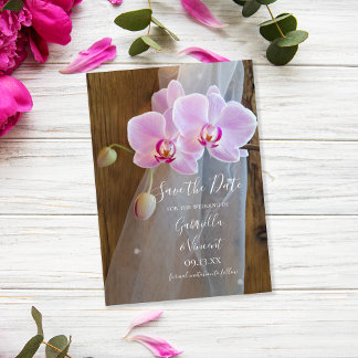 Invitación Boda de un bar de elegancia de orquídeas rústicas