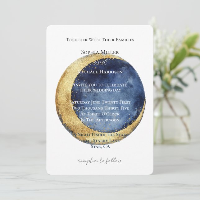 Invitación Boda de una noche bajo las estrellas (Anverso de pie)