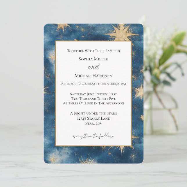Invitación Boda de una noche bajo las estrellas (Anverso de pie)