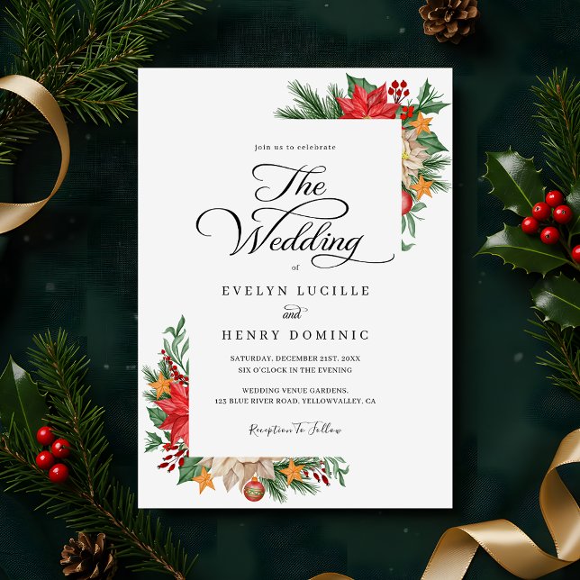 Invitación Boda de vacaciones de Navidades del Foliage del Wi (Subido por el creador)
