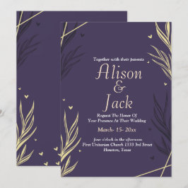 Invitación Boda de vacaciones en negro y amarillo