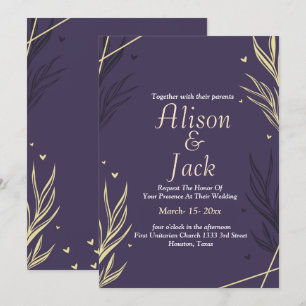 Invitación Boda de vacaciones en negro y amarillo