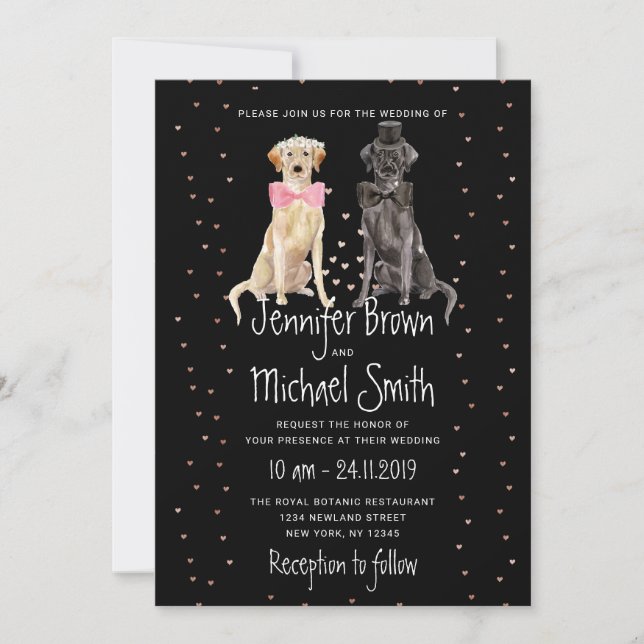 Invitación Boda de valores de recuperación de Labrador Negro (Anverso)