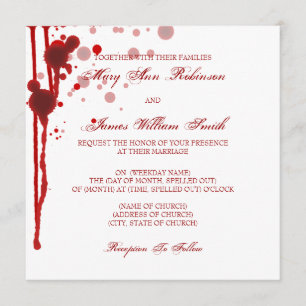 Invitación Boda de vampiros de Halloween Falso Rojo de sangre