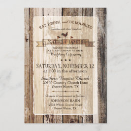 Invitación Boda de Vane, gallo de madera rústica