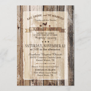 Invitación Boda de Vane, gallo de madera rústica