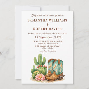 Invitación Boda de vaquero del desierto de cactus de Arizona