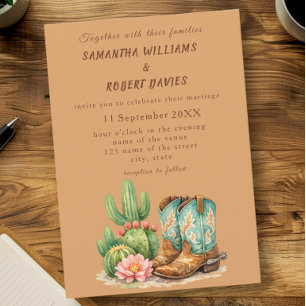 Invitación Boda de vaquero del desierto de cactus de terracot