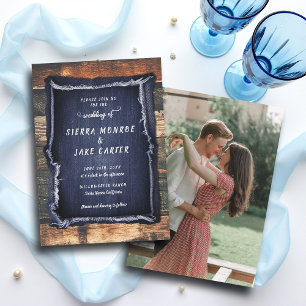 Invitación Boda de vaquero rústico de Denim escrito a mano