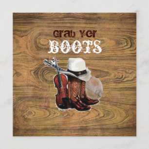 Invitación Boda de vaquero rústico de madera barnizada