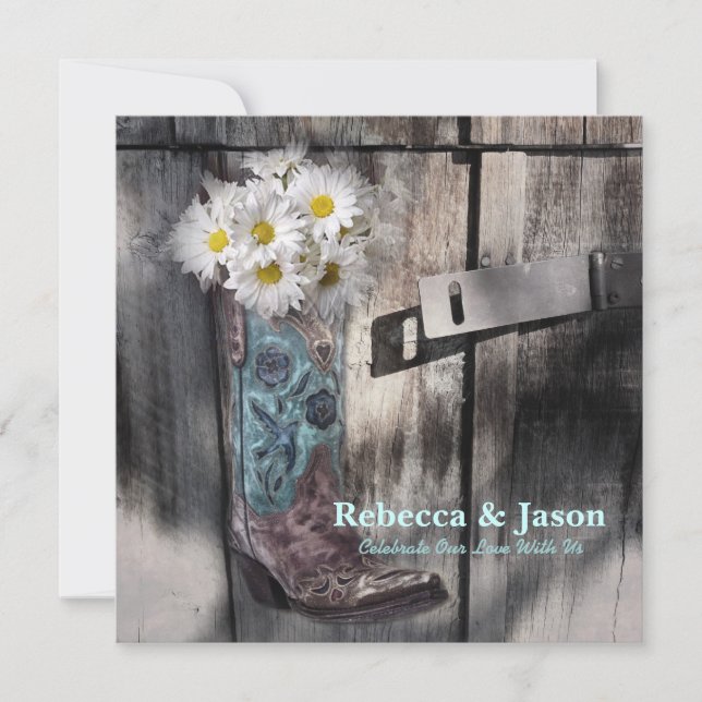 Invitación boda de vaquero rústico del campo occidental (Anverso)