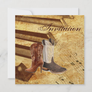 Invitación Boda de vaqueros de campo rústico occidental