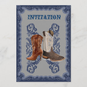 Invitación Boda de vaqueros de campo rústico occidental