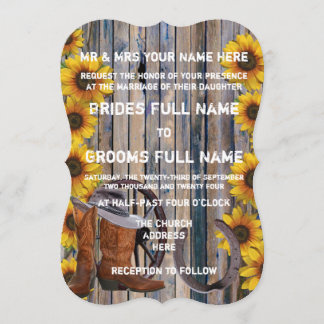 Invitación Boda de vaqueros de estilo rústico occidental