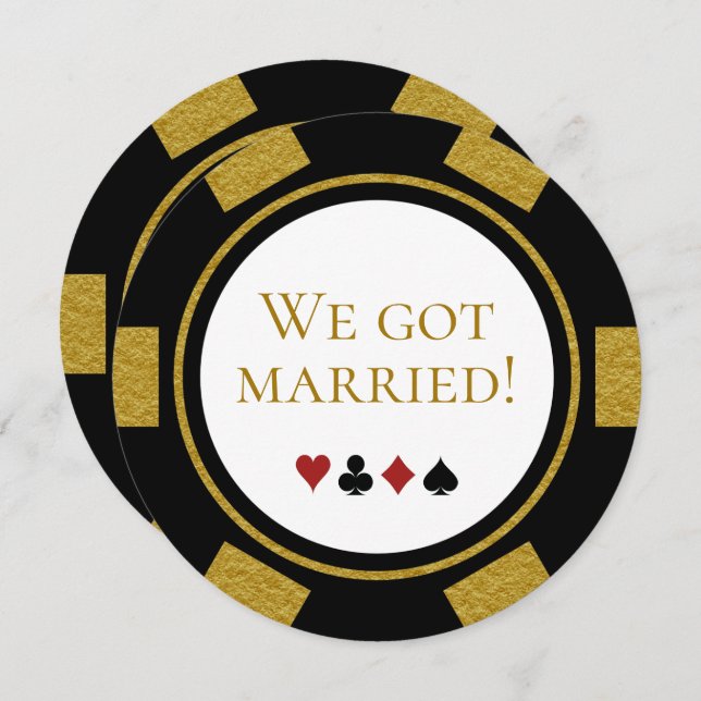Invitación Boda de Vegas Elopement anuncia juego de póquer de (Anverso / Reverso)
