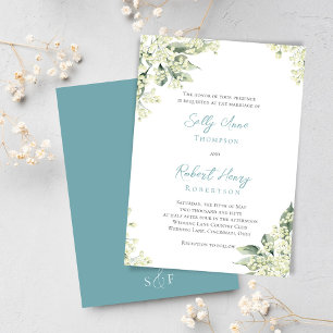 Invitación Boda de vegetación acuarela azul floral